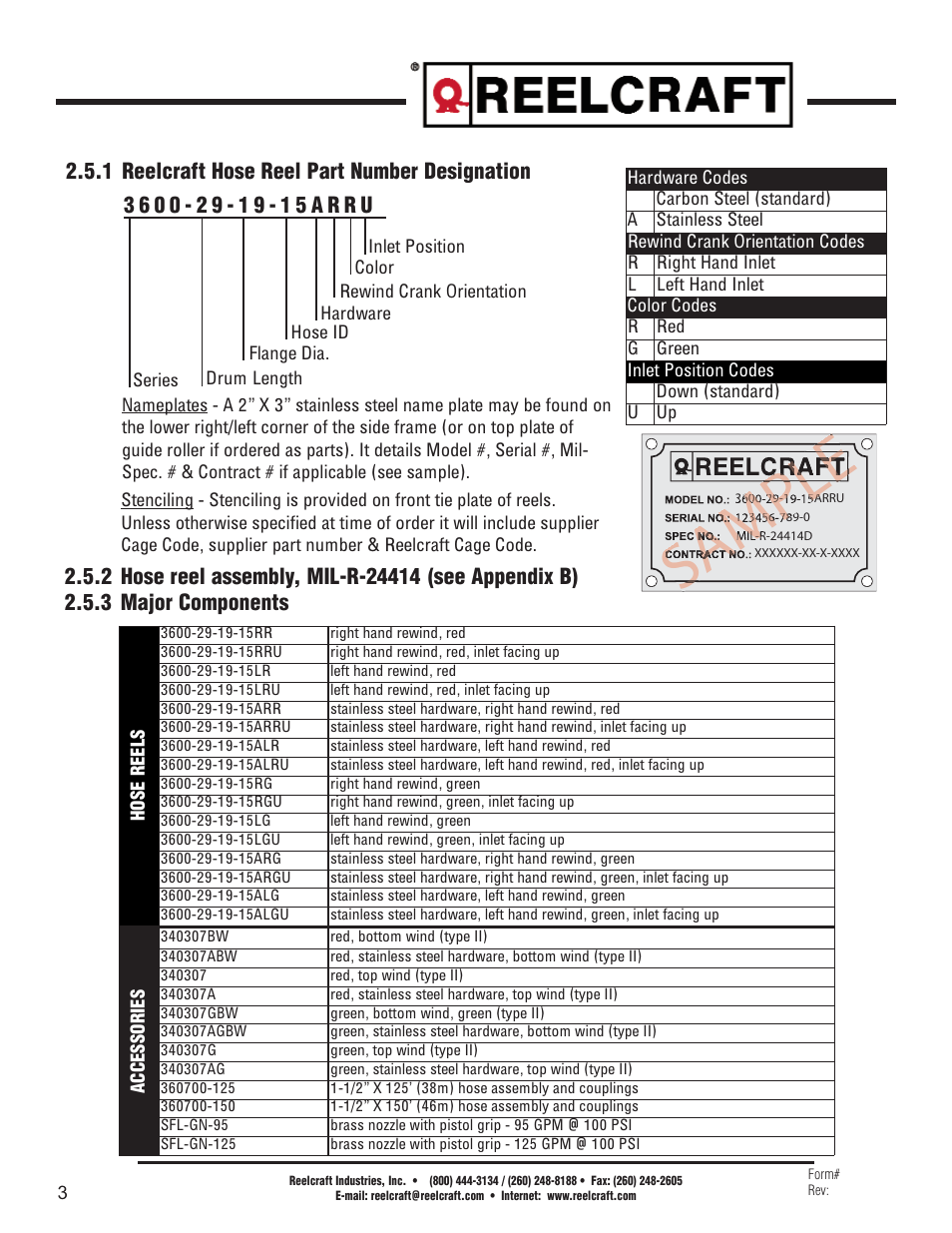 Ssamp ssam s e mple ee ppl ple le le ple | Reelcraft AFFF Hose Reels MIL-R-24414-II-150 User Manual | Page 5 / 15