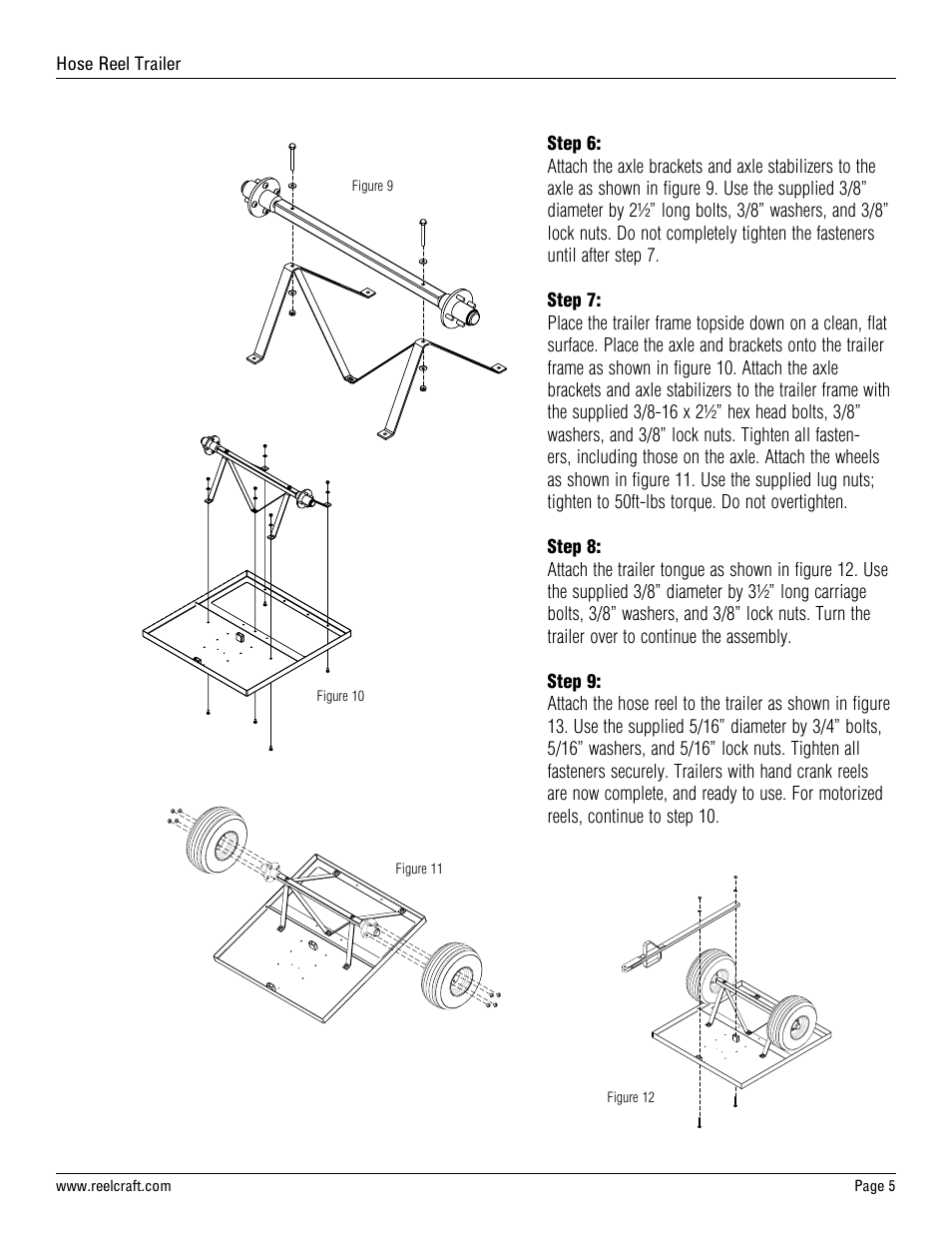 Reelcraft Hose Reel Trailer User Manual | Page 5 / 8