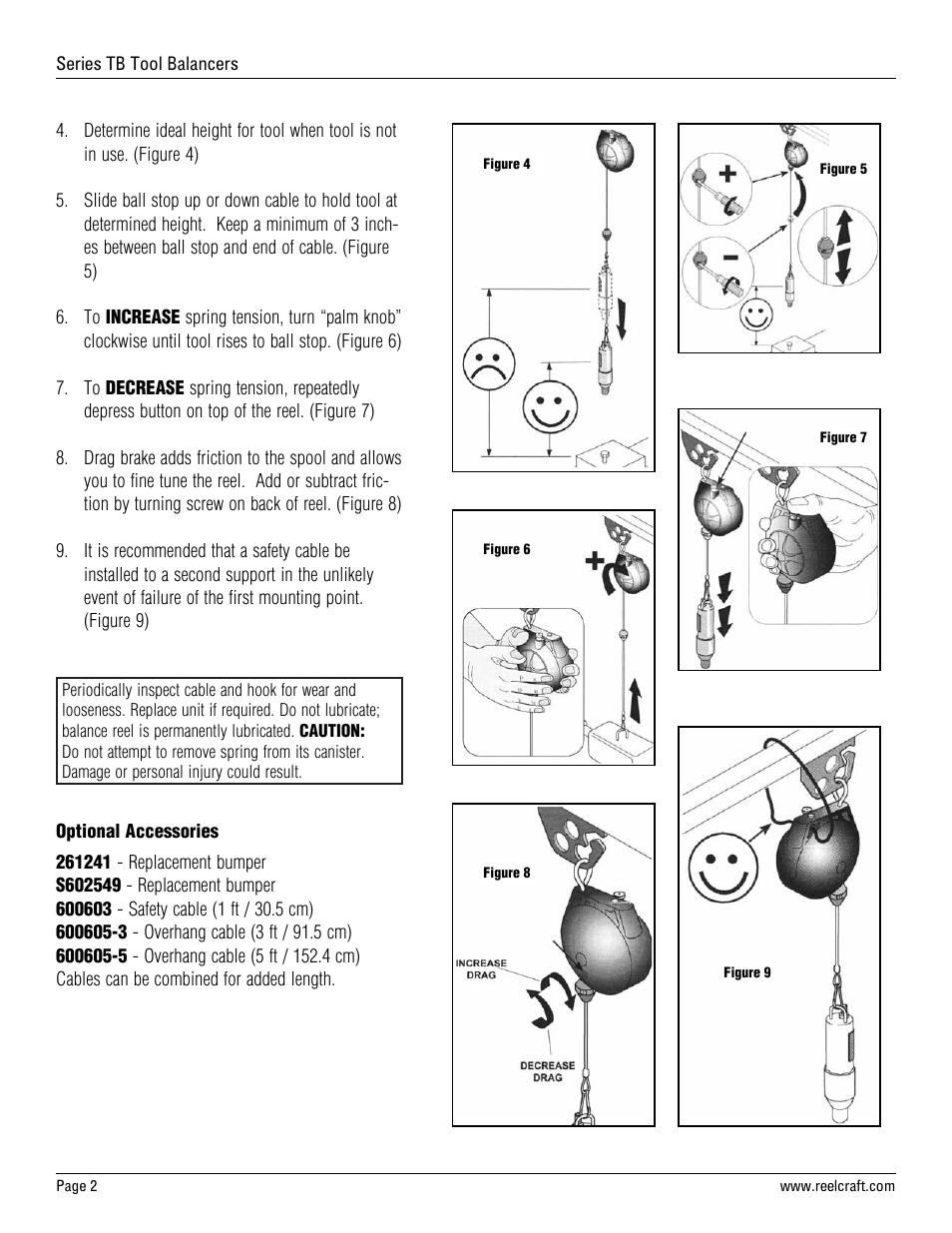 Reelcraft Series TB Tool Balancers User Manual | Page 2 / 2