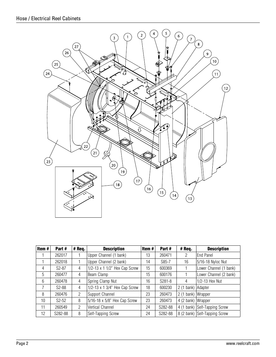 Reelcraft Hose/Electrical Reel Cabinets User Manual | Page 2 / 2