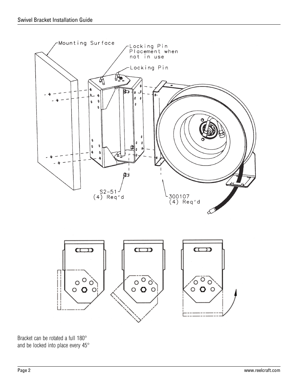 Reelcraft Swivel Bracket User Manual | Page 2 / 2