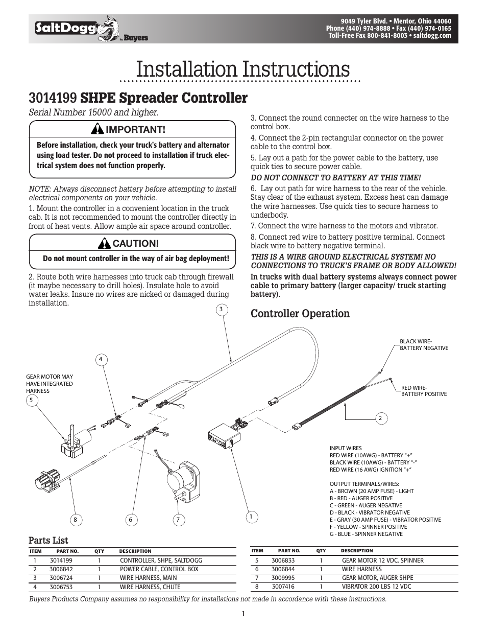 SaltDogg SHPE Controller (3014199) - SHPE0750, SHPE1500, SHPE2000, SHPE4000 User Manual | 2 pages