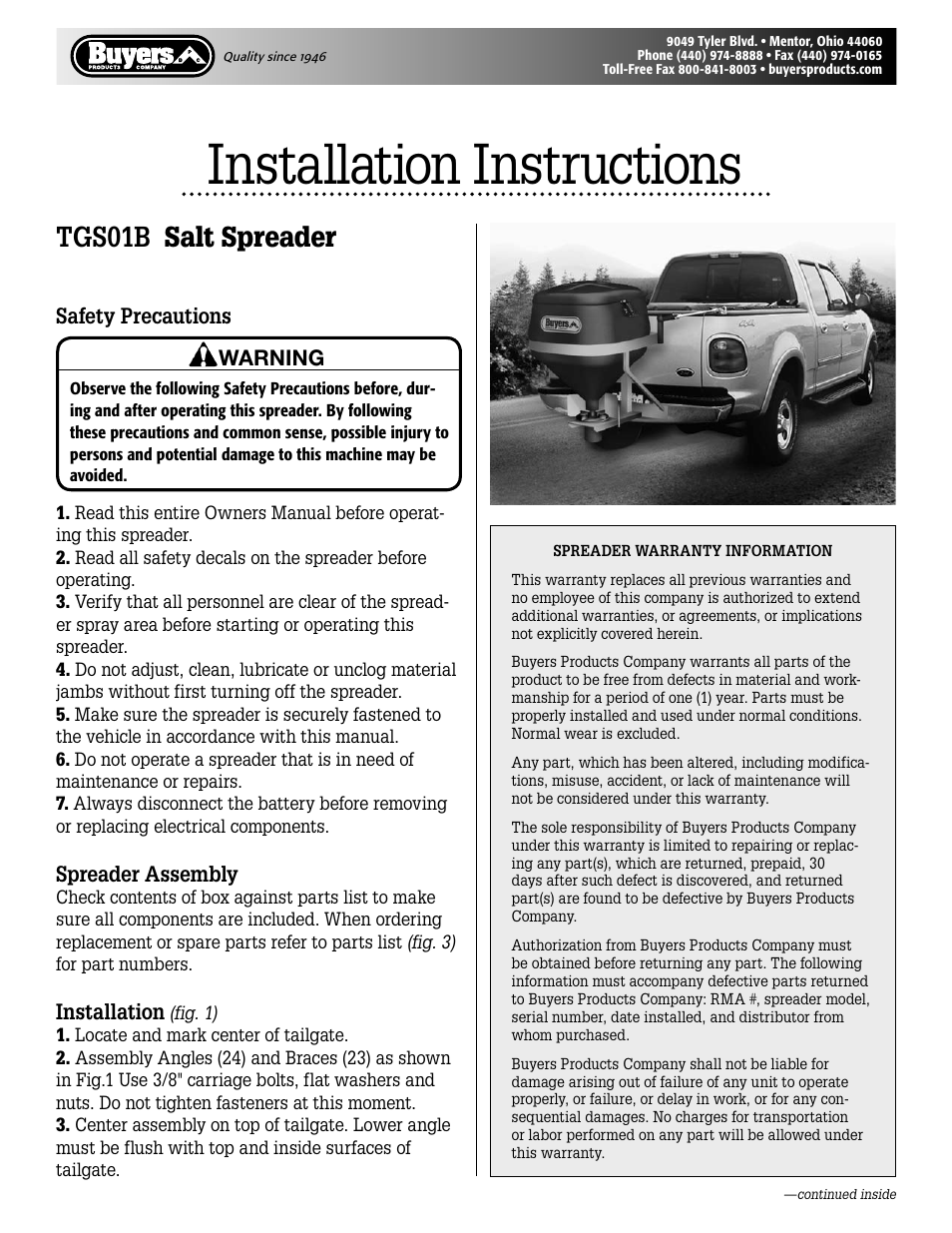 SaltDogg TGS01B Salt Spreader User Manual | 4 pages