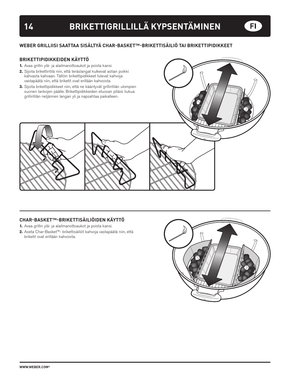 14 brikettigrillillä kypsentäminen | weber HOLZKOHLEGRILLS User Manual | Page 14 / 84