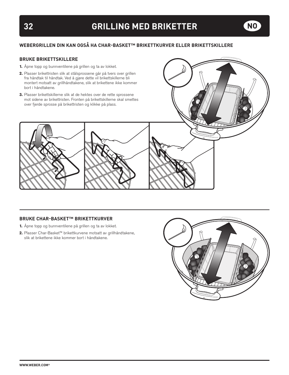 32 grilling med briketter | weber HOLZKOHLEGRILLS User Manual | Page 32 / 84