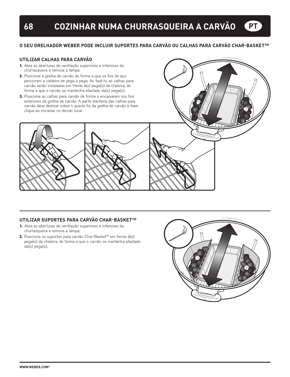 68 cozinhar numa churrasqueira a carvão | weber HOLZKOHLEGRILLS User Manual | Page 68 / 84