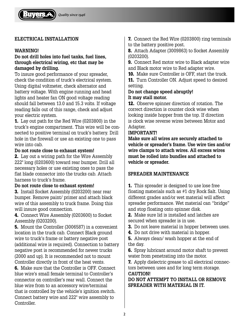 SaltDogg TGS05B Salt Spreader User Manual | Page 2 / 4