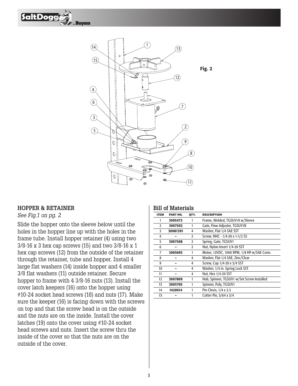 SaltDogg TGSUV1B SUV Salt Spreader User Manual | Page 3 / 4