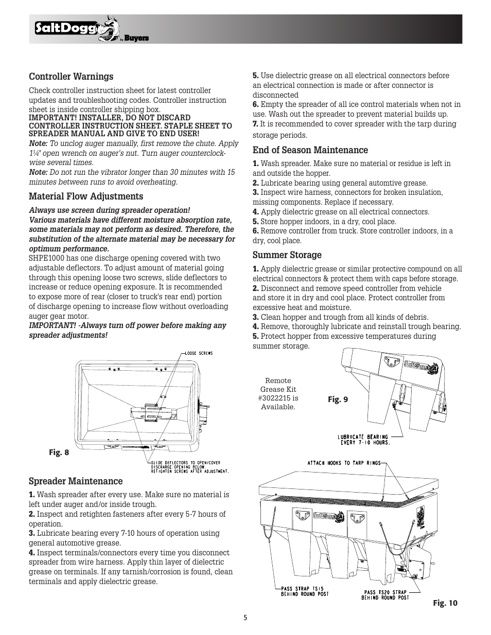 SaltDogg SHPE1000 Series Electric Drive Poly Hopper Spreader User Manual | Page 5 / 8