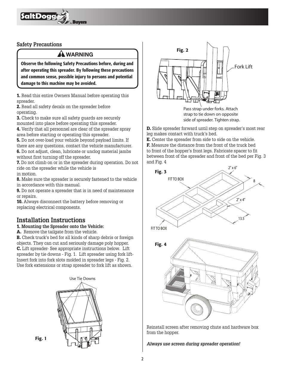 Installation instructions | SaltDogg SHPE1500 Series Electric Drive Poly Hopper Spreader v.1 User Manual | Page 2 / 8