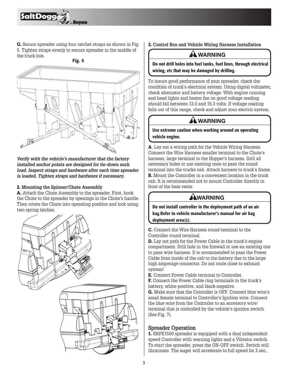SaltDogg SHPE1500 Series Electric Drive Poly Hopper Spreader v.1 User Manual | Page 3 / 8
