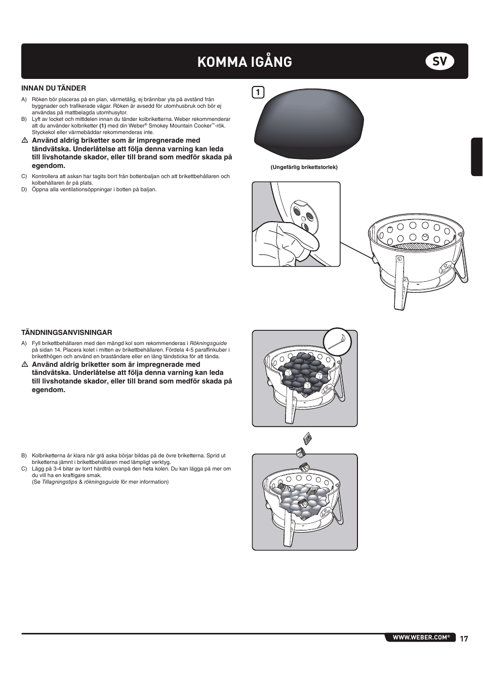 Komma igång | weber 185 User Manual | Page 17 / 140