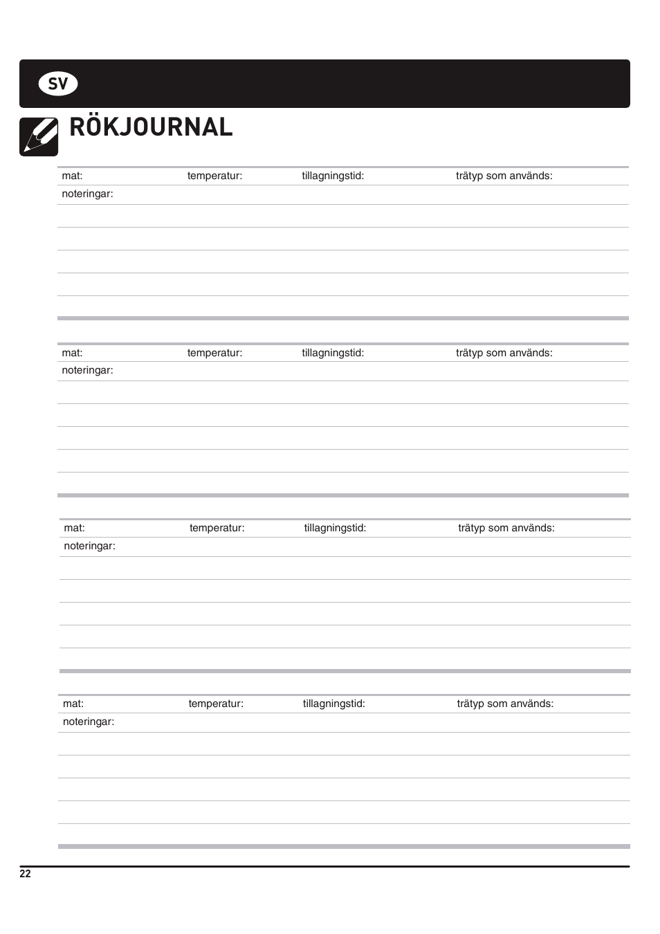 Rökjournal | weber 185 User Manual | Page 22 / 140