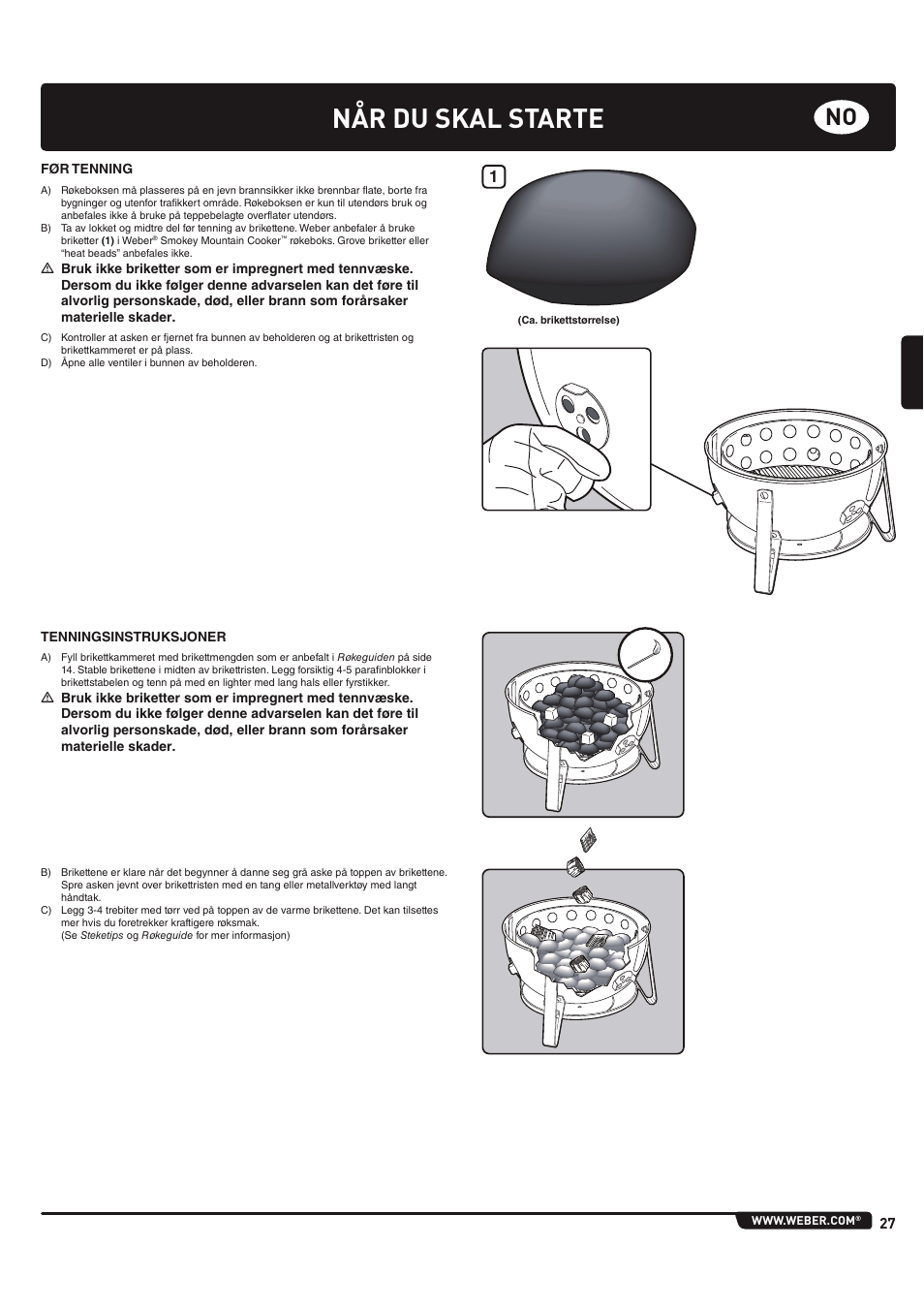 Når du skal starte | weber 185 User Manual | Page 27 / 140