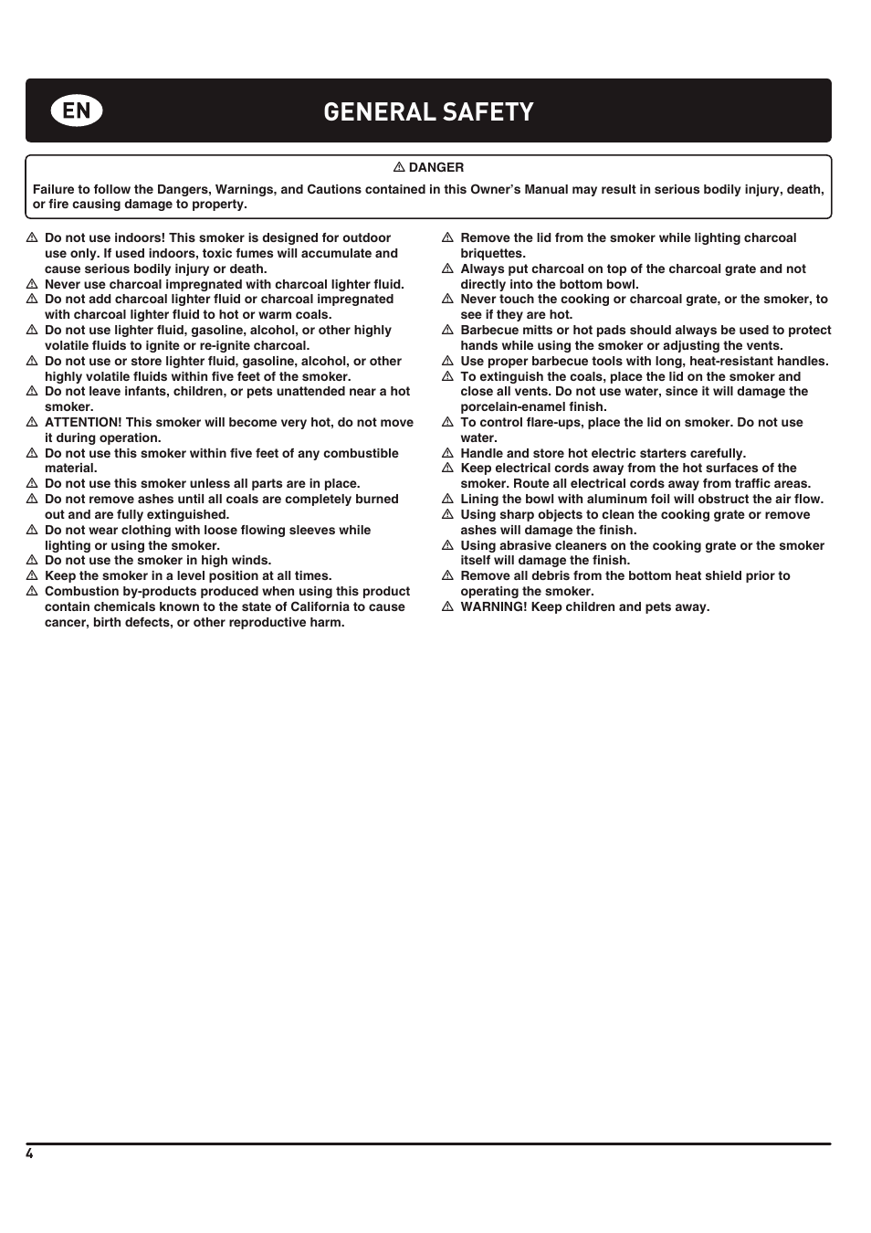 General safety | weber 185 User Manual | Page 4 / 140