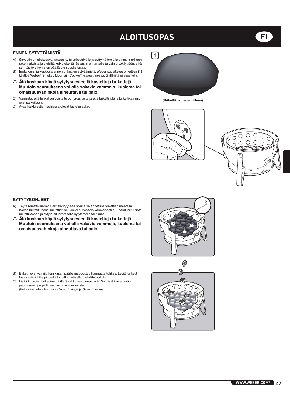 Aloitusopas | weber 185 User Manual | Page 47 / 140