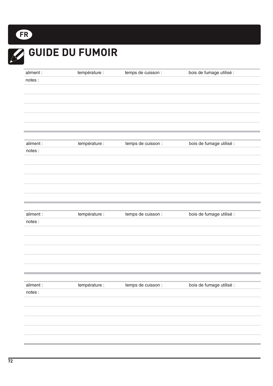 Guide du fumoir | weber 185 User Manual | Page 72 / 140
