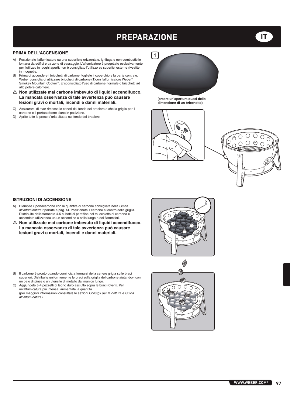 Preparazione | weber 185 User Manual | Page 97 / 140