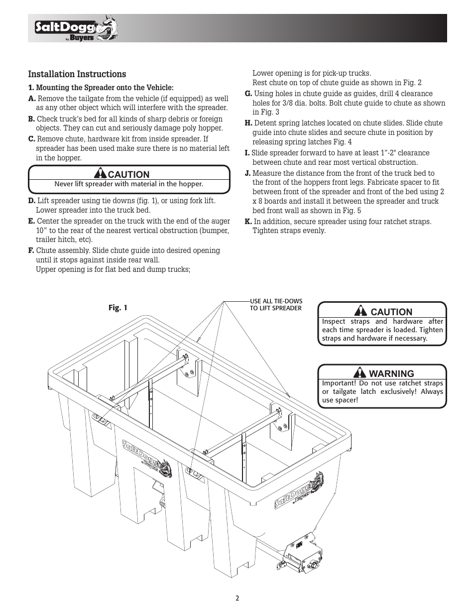 SaltDogg SHPE2250 Series Electric Drive Poly Hopper Spreader User Manual | Page 2 / 8