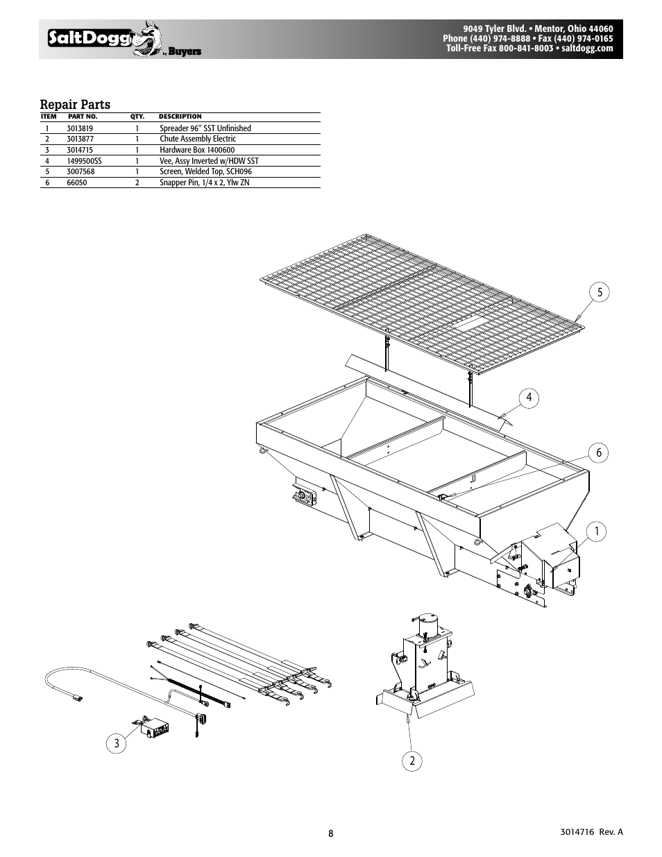 SaltDogg 1400600SS Self-Contained Stainless Steel Hopper Spreaders User Manual | Page 8 / 8