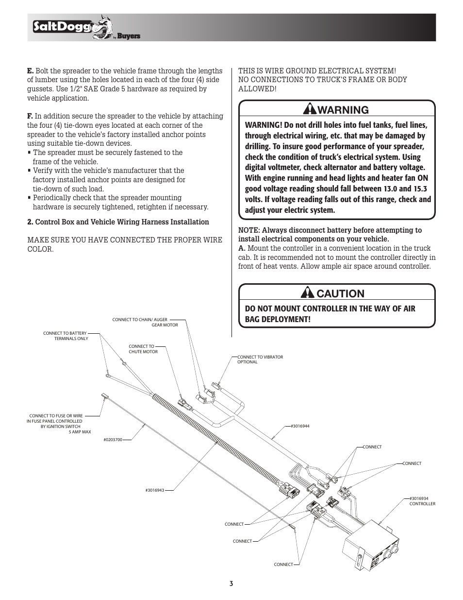 Warning, Caution | SaltDogg 1400701SS Self-Contained Stainless Steel Hopper Spreaders User Manual | Page 3 / 8