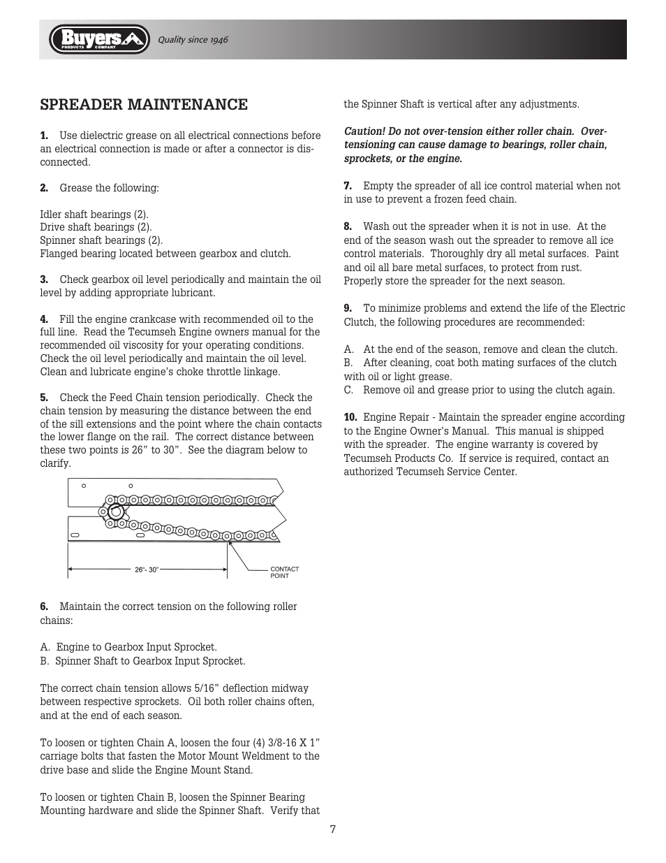 Spreader maintenance | SaltDogg SCH096 Series Self-Contained Hopper Spreader User Manual | Page 7 / 16