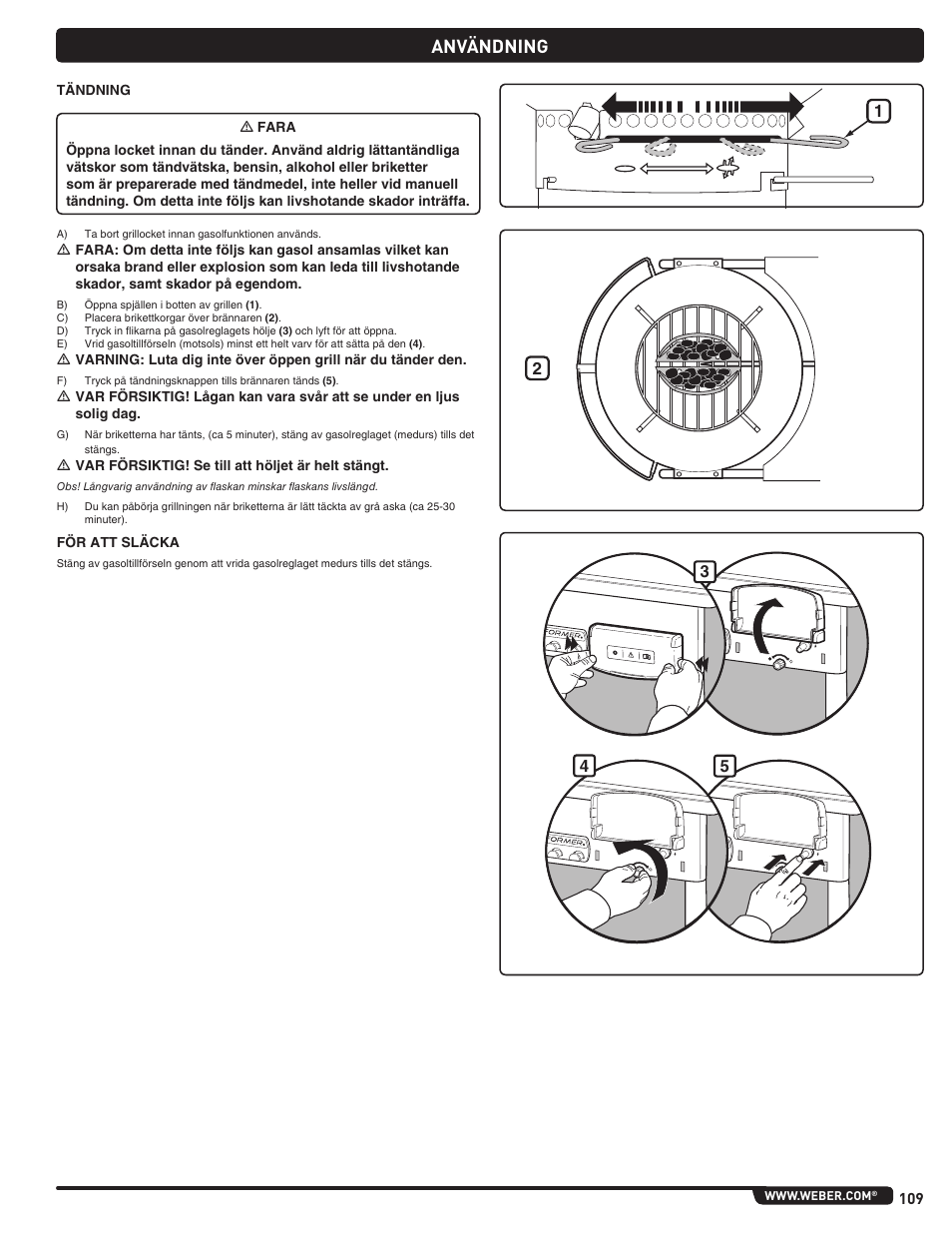 Användning | weber Pg5 User Manual | Page 109 / 180