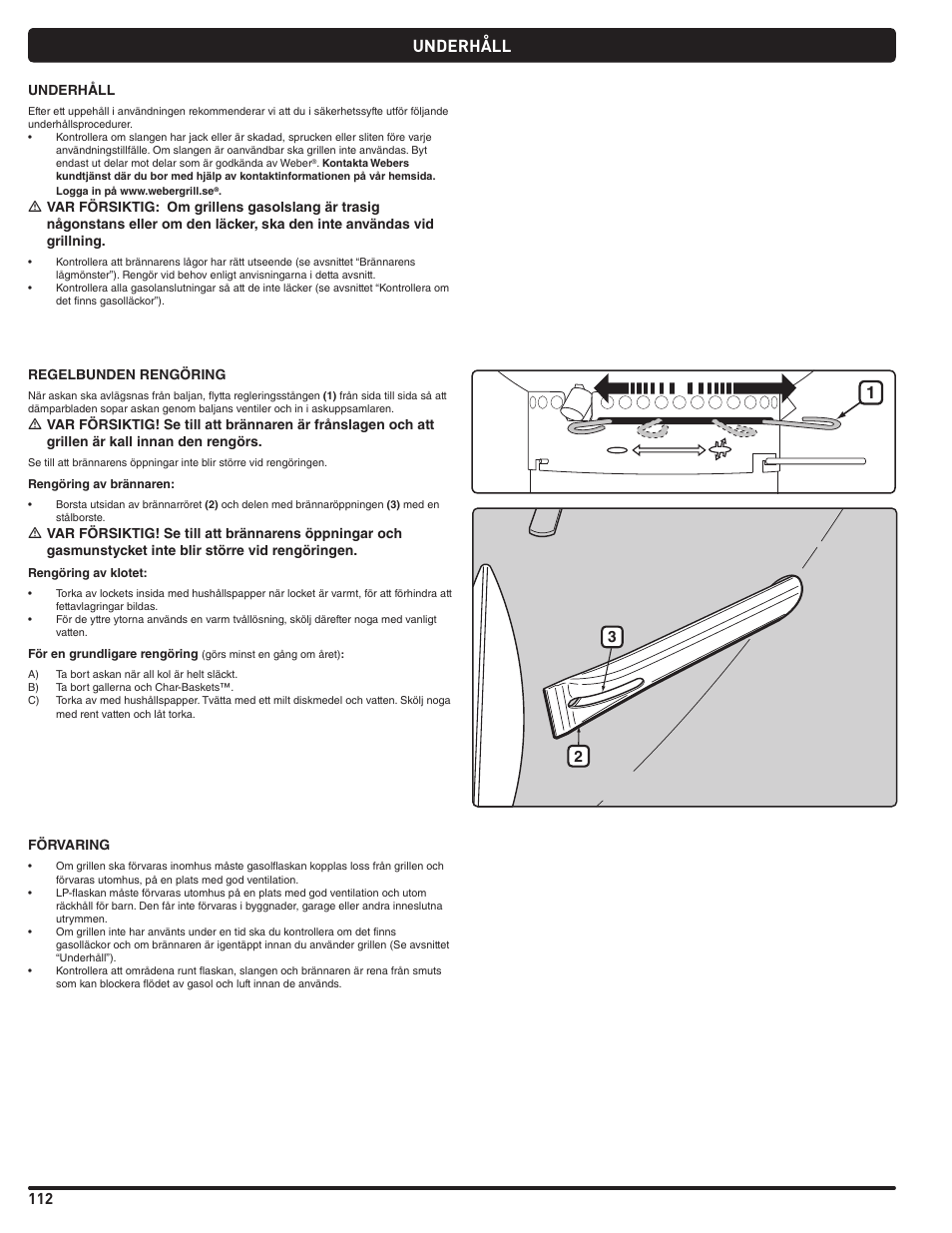Underhåll | weber Pg5 User Manual | Page 112 / 180
