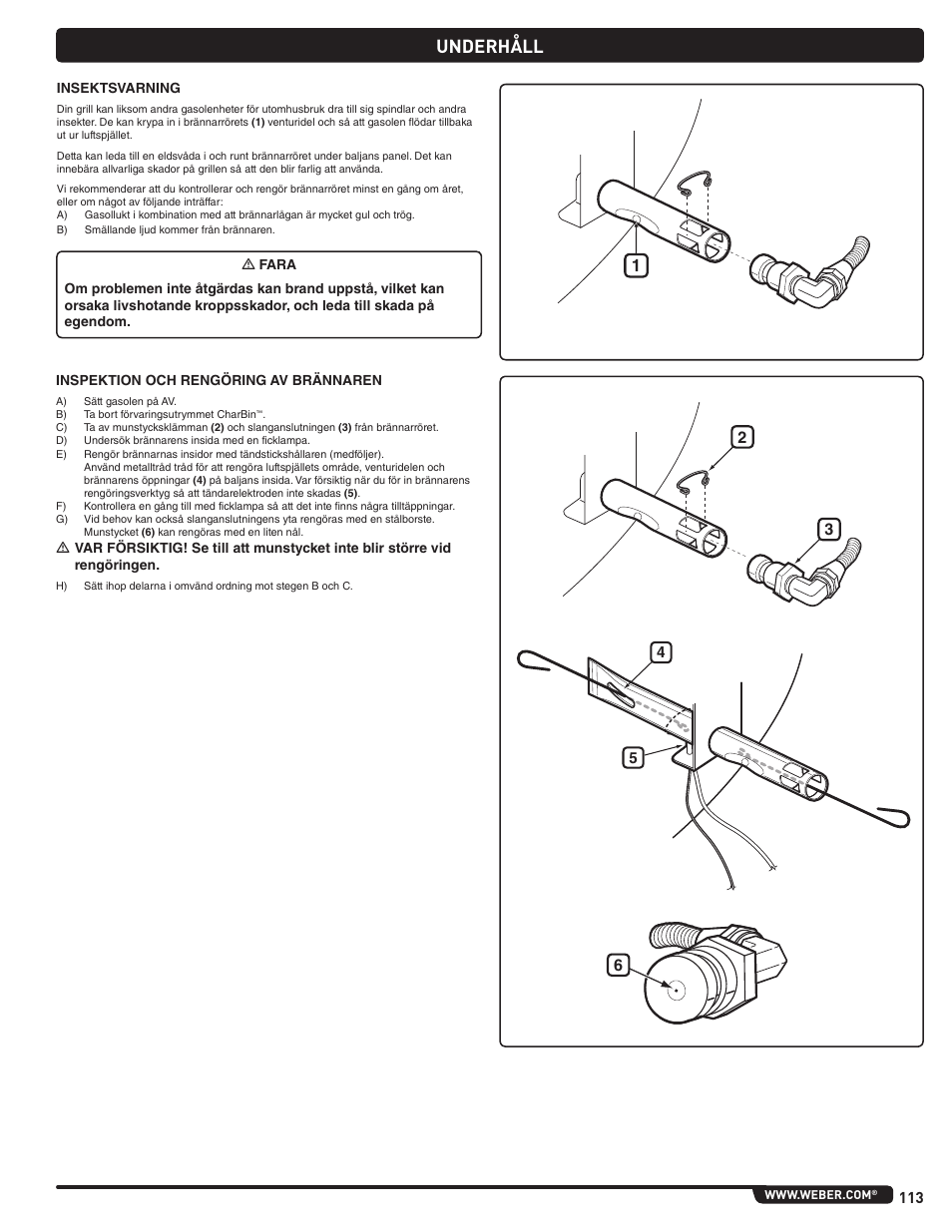 Underhåll | weber Pg5 User Manual | Page 113 / 180