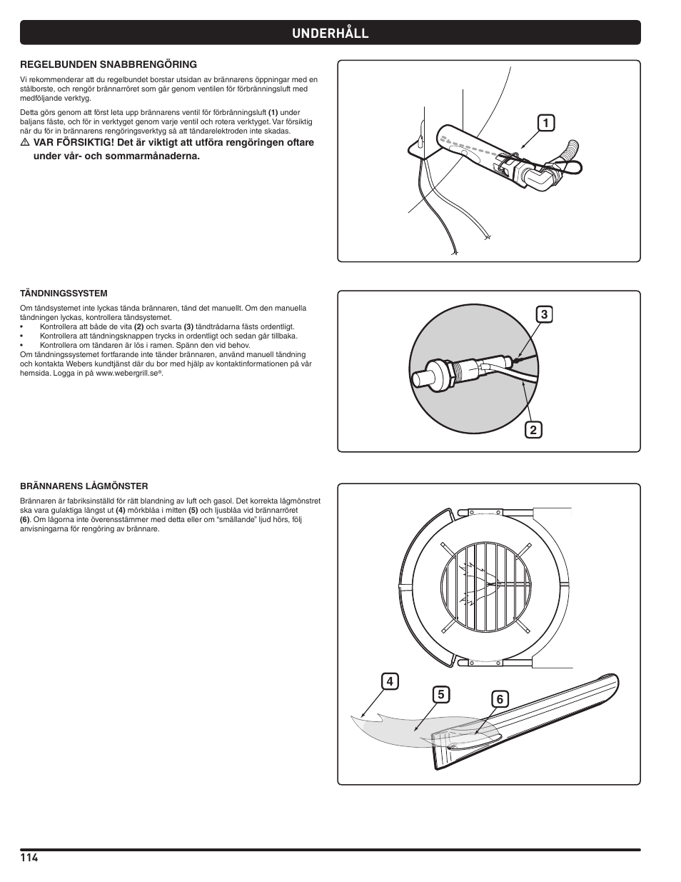 Underhåll | weber Pg5 User Manual | Page 114 / 180