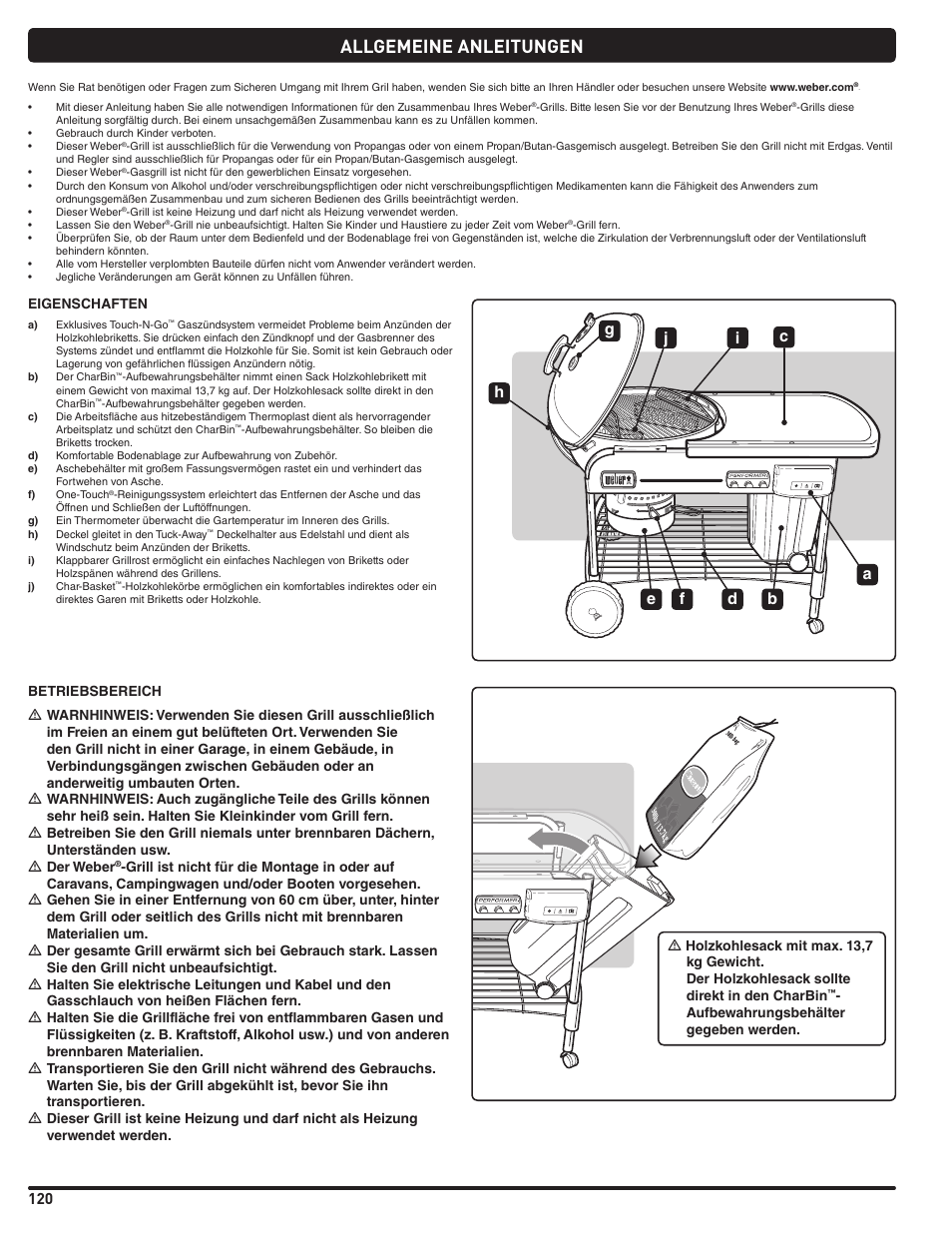 Allgemeine anleitungen | weber Pg5 User Manual | Page 120 / 180