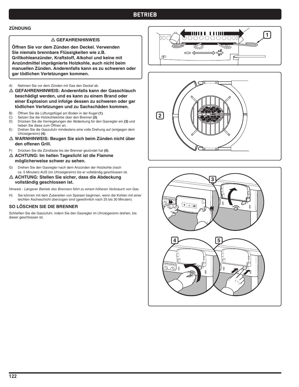 Betrieb | weber Pg5 User Manual | Page 122 / 180