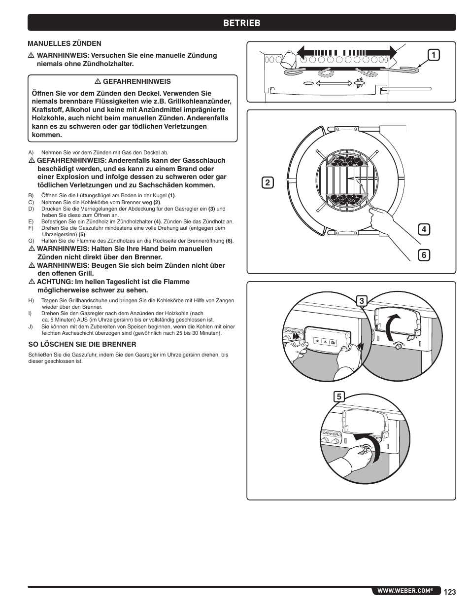 Betrieb | weber Pg5 User Manual | Page 123 / 180