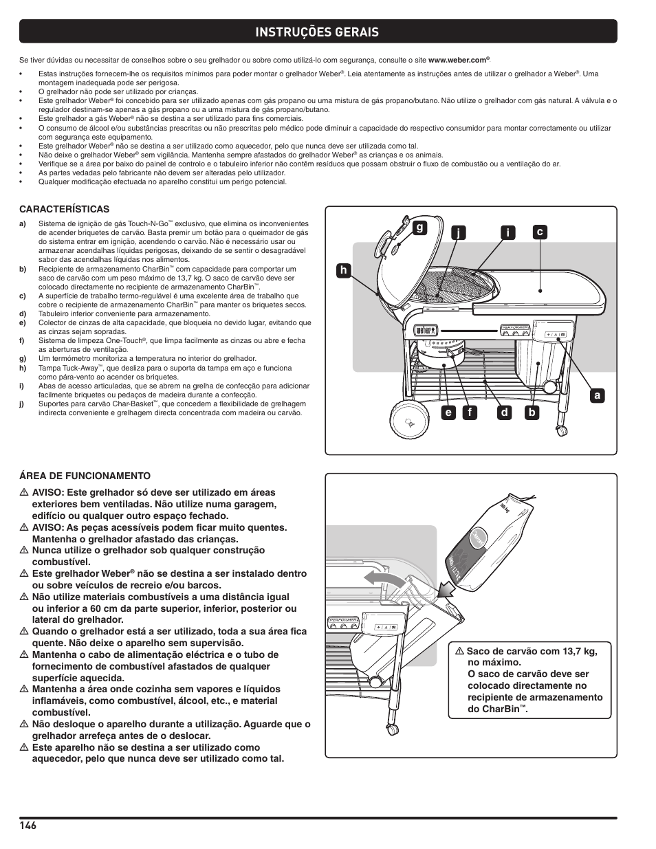Instruções gerais | weber Pg5 User Manual | Page 146 / 180