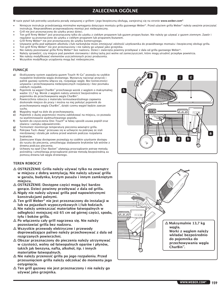 Zalecenia ogólne | weber Pg5 User Manual | Page 159 / 180