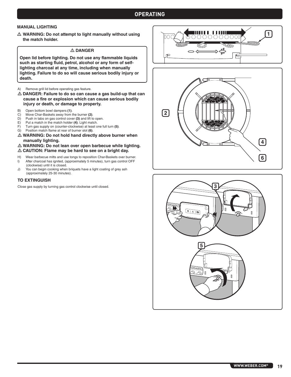 Operating | weber Pg5 User Manual | Page 19 / 180