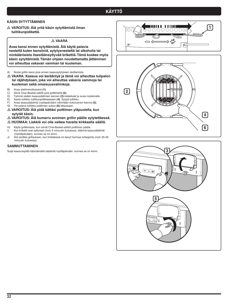 Käyttö | weber Pg5 User Manual | Page 32 / 180