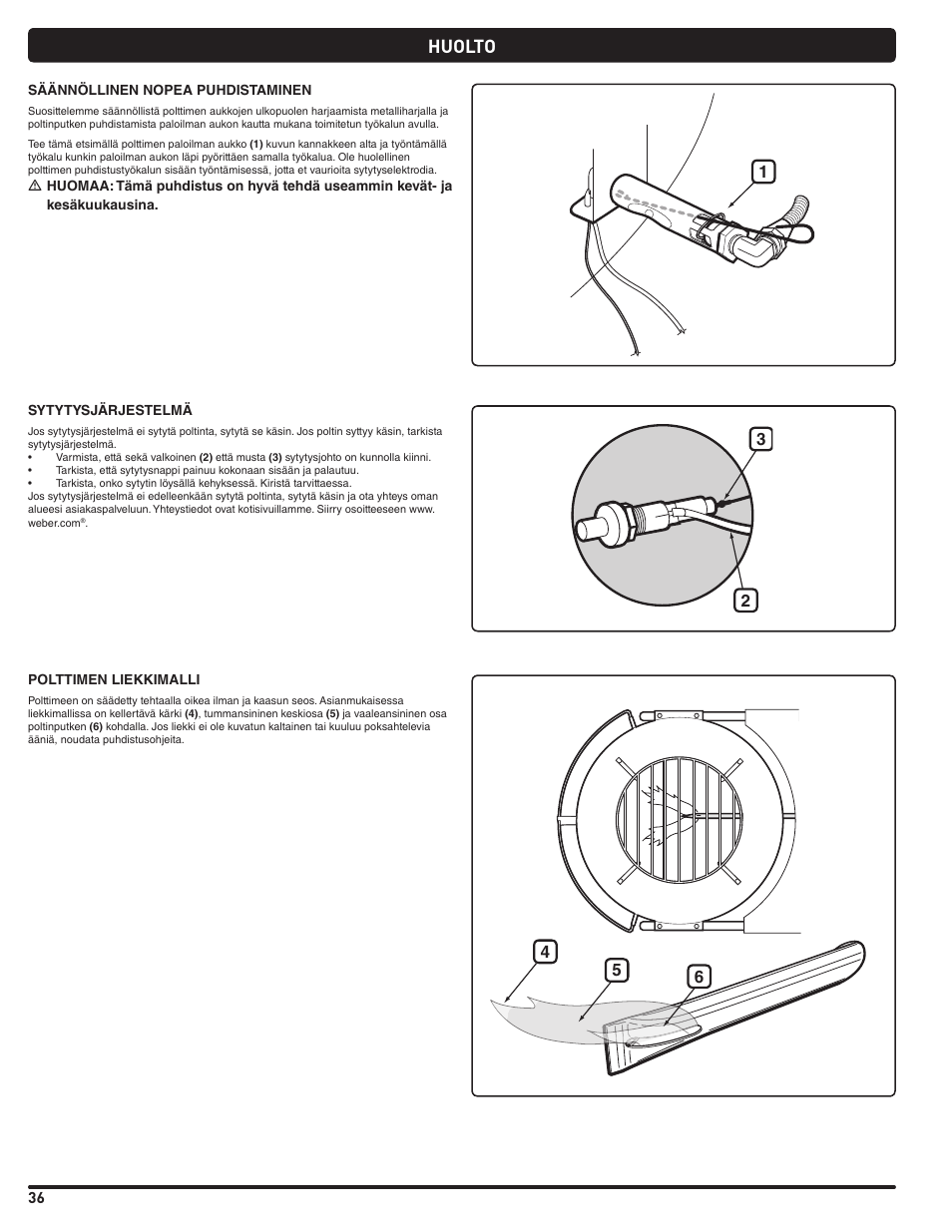 Huolto | weber Pg5 User Manual | Page 36 / 180