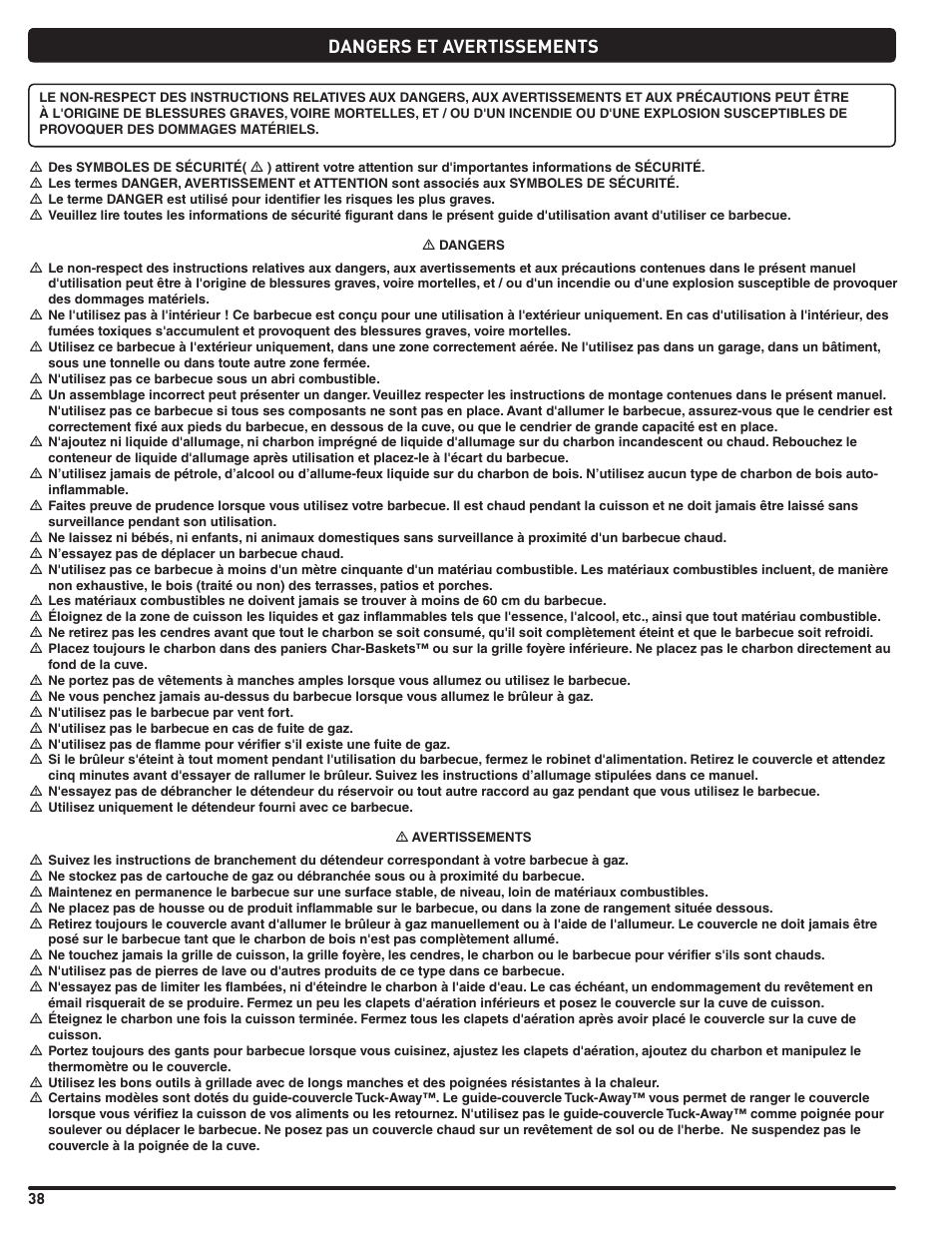 Dangers et avertissements | weber Pg5 User Manual | Page 38 / 180