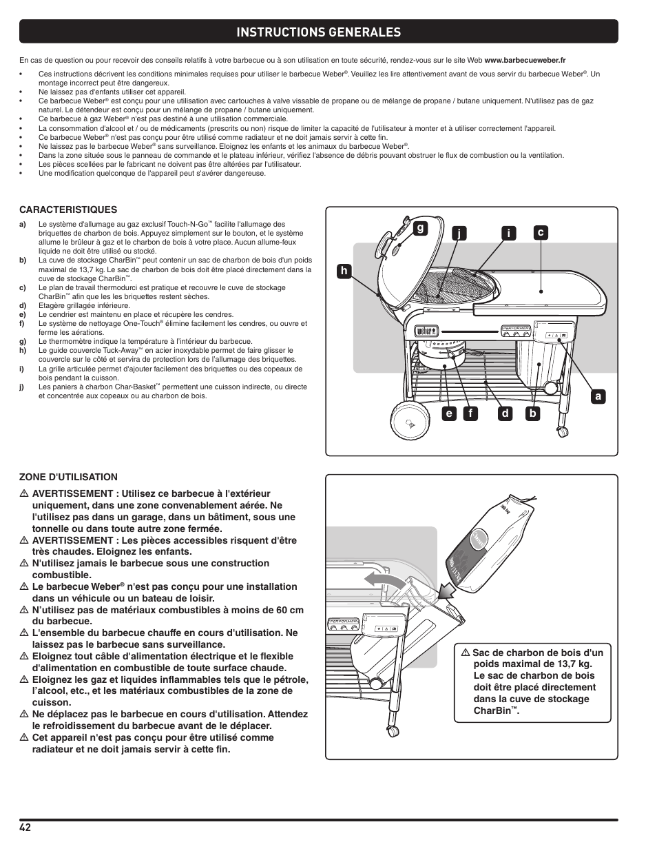 Instructions generales | weber Pg5 User Manual | Page 42 / 180