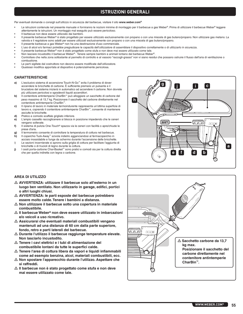 Istruzioni generali | weber Pg5 User Manual | Page 55 / 180