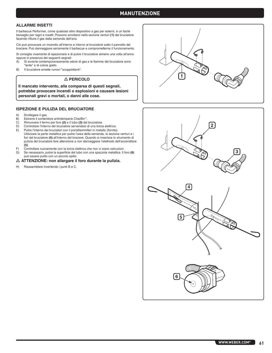 Manutenzione | weber Pg5 User Manual | Page 61 / 180