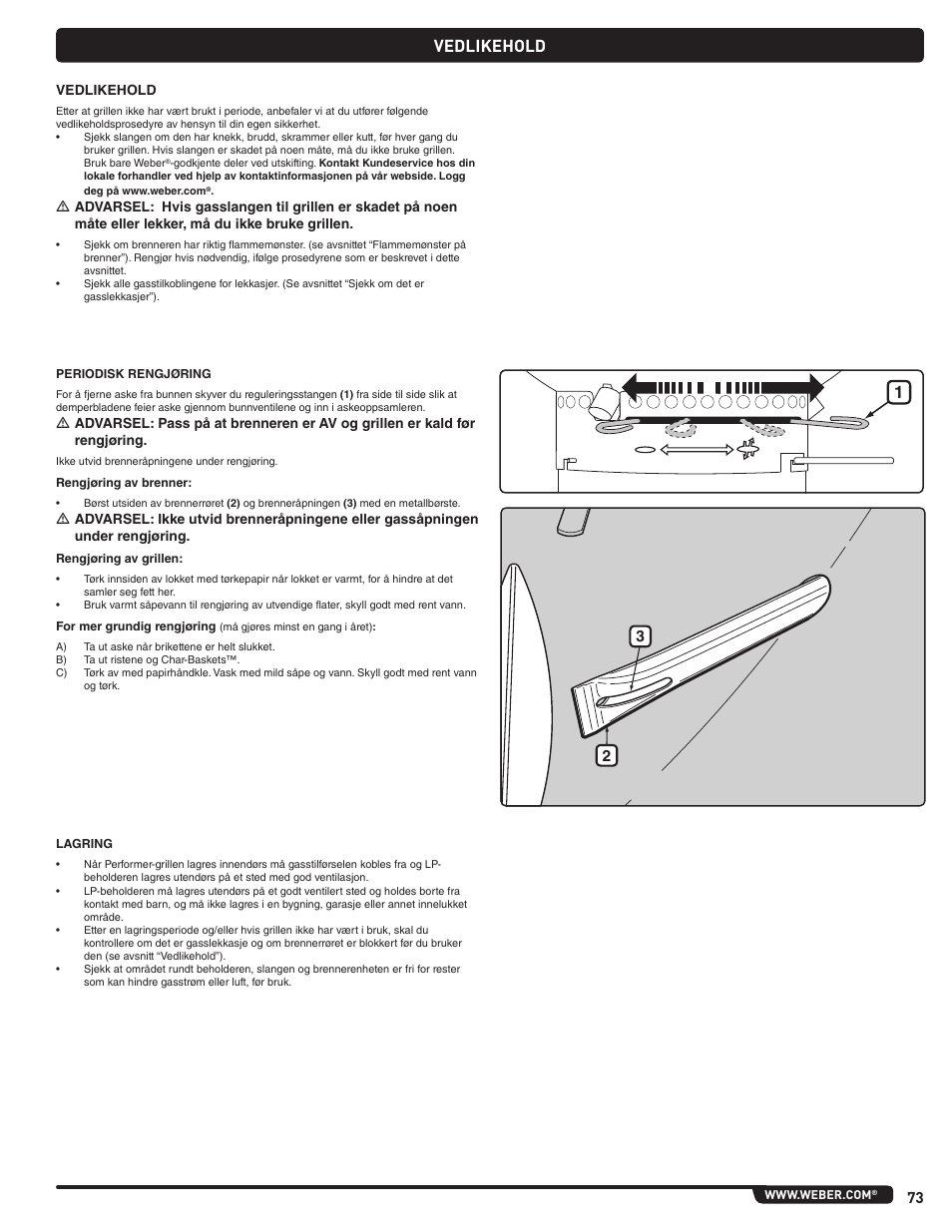 Vedlikehold | weber Pg5 User Manual | Page 73 / 180
