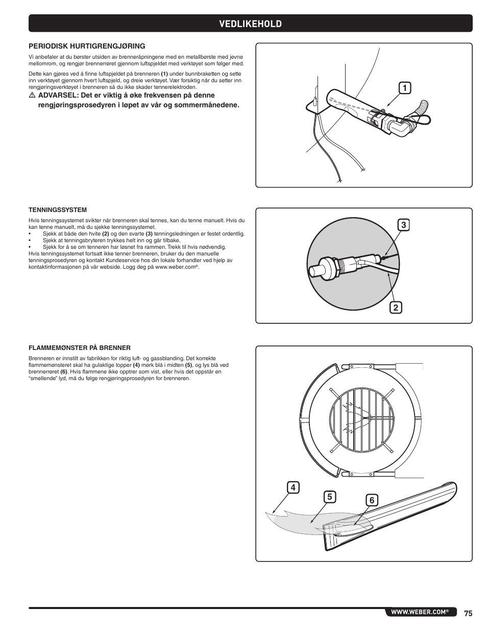 Vedlikehold | weber Pg5 User Manual | Page 75 / 180