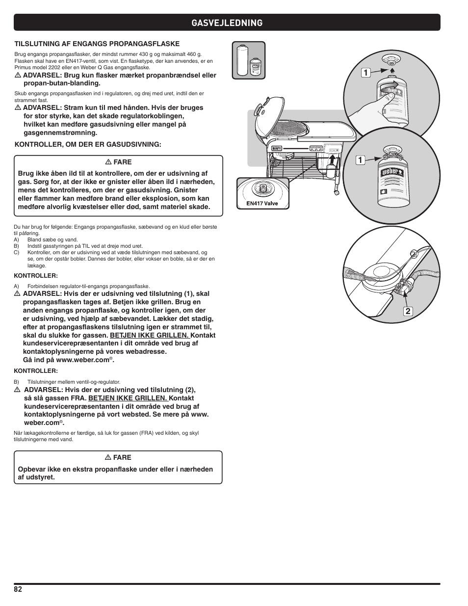 Gasvejledning | weber Pg5 User Manual | Page 82 / 180