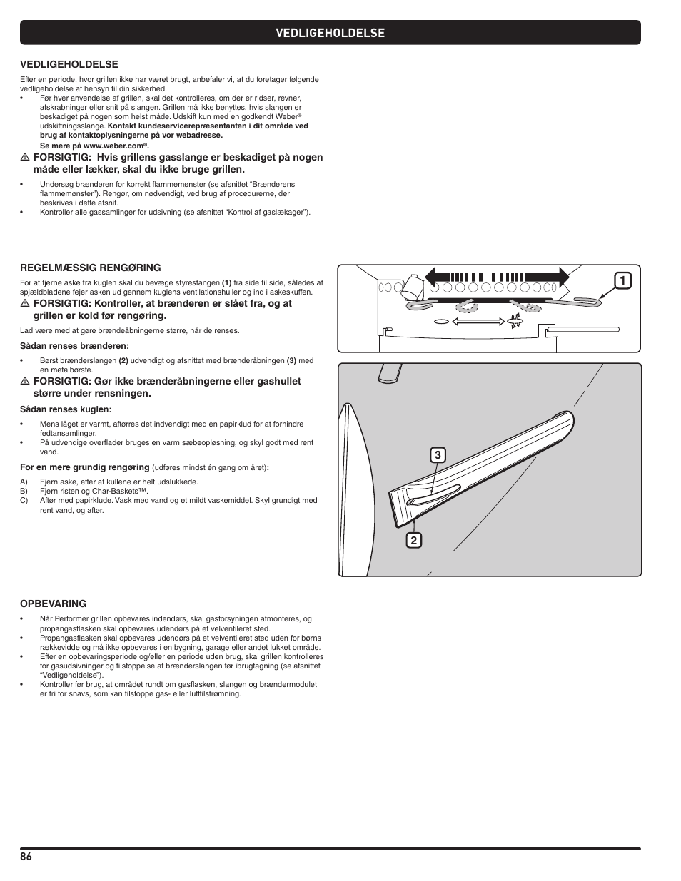 Vedligeholdelse | weber Pg5 User Manual | Page 86 / 180