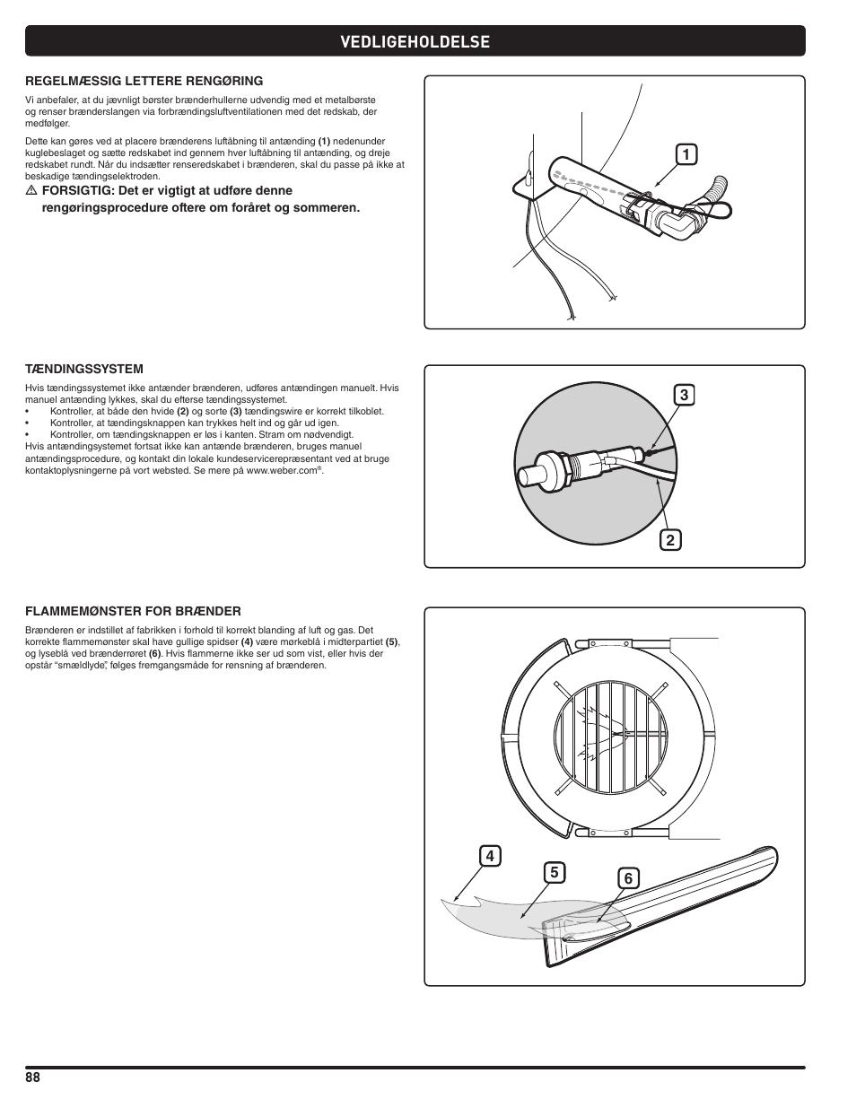 Vedligeholdelse | weber Pg5 User Manual | Page 88 / 180