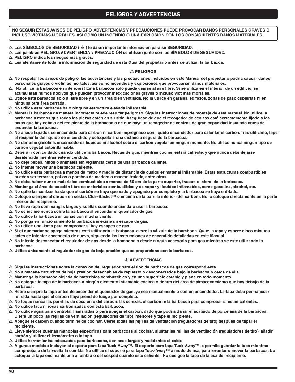 Peligros y advertencias | weber Pg5 User Manual | Page 90 / 180