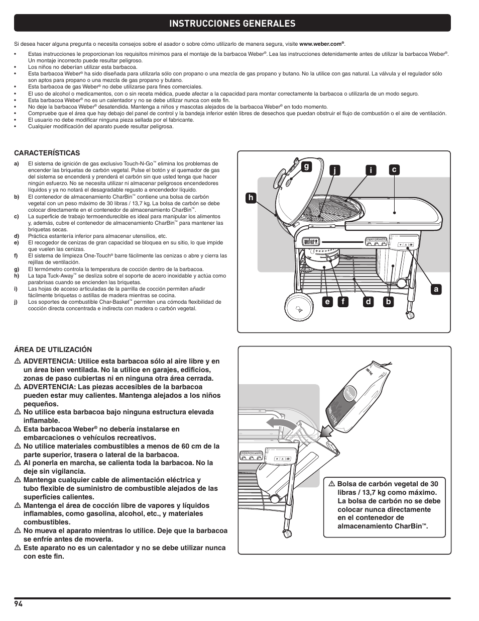 Instrucciones generales | weber Pg5 User Manual | Page 94 / 180