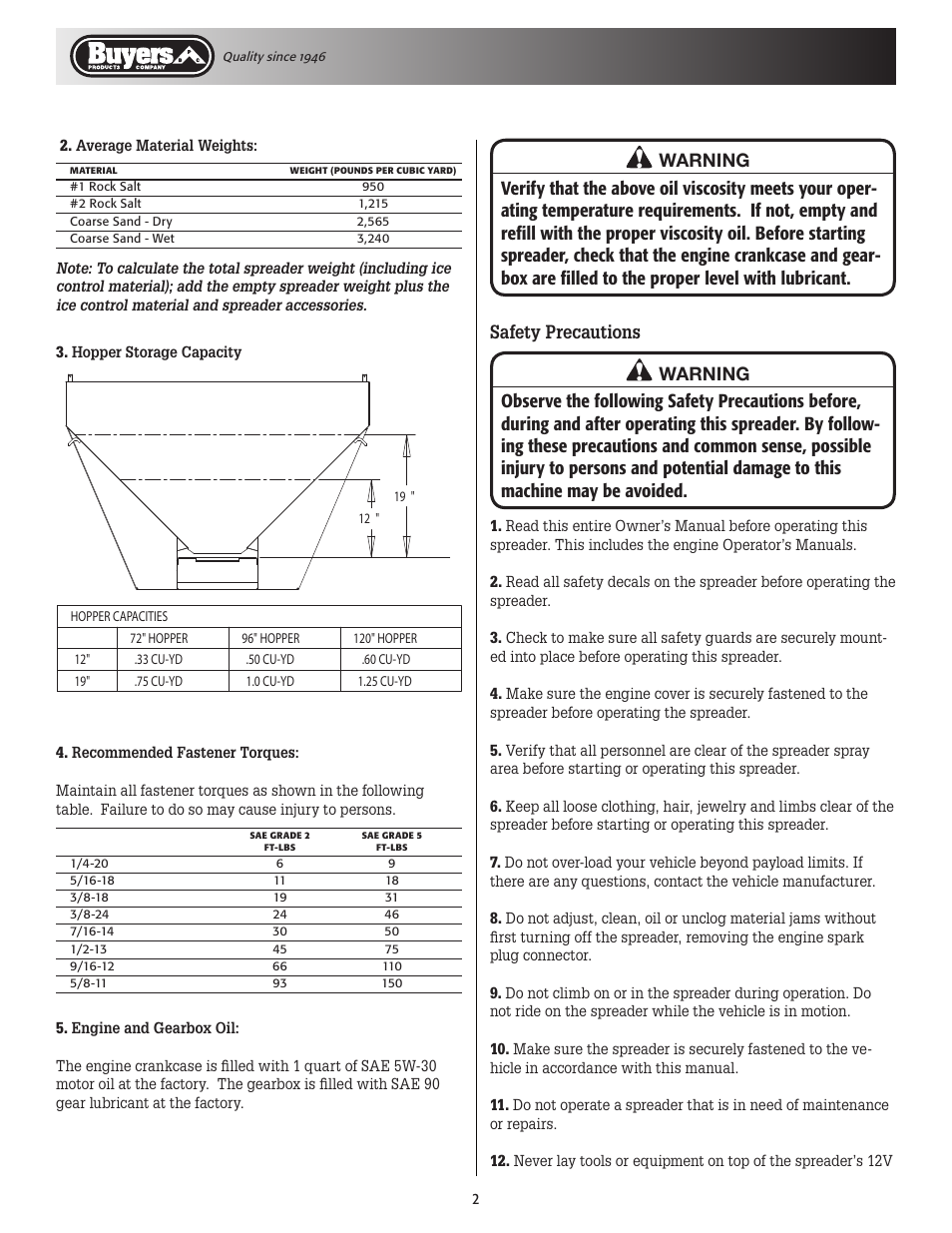 SaltDogg SCH/1400 Series Self-Contained Hopper Spreaders User Manual | Page 2 / 12